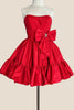 Load image into Gallery viewer, A-Line Pink Strapless Short Homcoming Dress with Bow