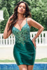 Load image into Gallery viewer, Sparkly Dark Green Spaghetti Straps Tight Short Homecoming Dress