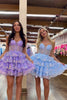 Load image into Gallery viewer, Sparkly A-Line Lilac Spaghetti Straps Corset Homecoming Dress with Sequins
