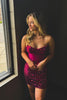 Load image into Gallery viewer, Sparkly Fuchsia Sweetheart Bodycon Homecoming Dress with Sequins
