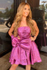 Load image into Gallery viewer, Purple A-Line Strapless Corset Homecoming Dress with Bow