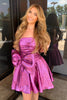 Load image into Gallery viewer, Purple A-Line Strapless Corset Homecoming Dress with Bow