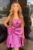 Load image into Gallery viewer, A-Line Fuchsia Strapless Corset Short Homecoming Dress with Bow