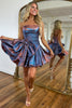 Load image into Gallery viewer, Blue A-Line Strapless Corset Short Homecoming Dress with Bow