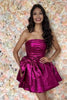 Load image into Gallery viewer, Purple A-Line Strapless Corset Homecoming Dress with Bow