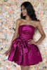 Load image into Gallery viewer, Purple A-Line Strapless Corset Homecoming Dress with Bow