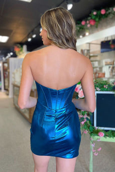 Sparkly Blue Sweetheart Tight Corset Short Homecoming Dress