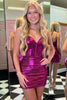 Load image into Gallery viewer, Fuchsia Spaghetti Straps Bodycon Short Homecoming Dress