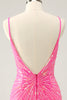 Load image into Gallery viewer, Spaghetti Straps Fuchsia Bodycon Homecoming Dress with Sequins