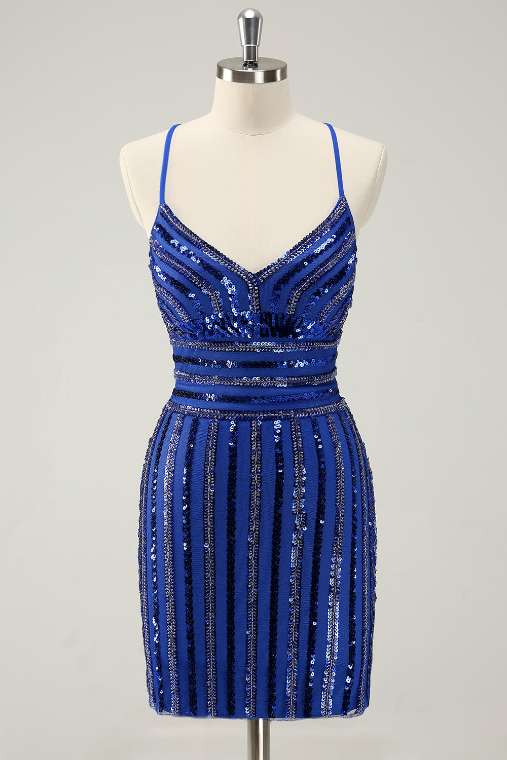 Royal Blue Spaghetti Straps Bodycon Homecoming Dress with Sequins