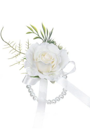 Delicate Pearl Prom Wrist Corsage for Wedding Party