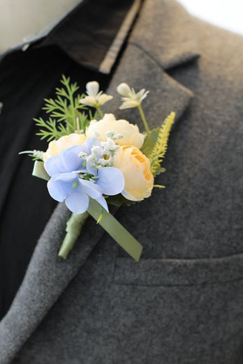 Romantic Blue Prom Wrist Corsage for Homecoming