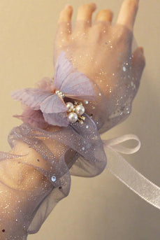 Elegant Purple Butterfly Prom Wrist Corsage for Wedding