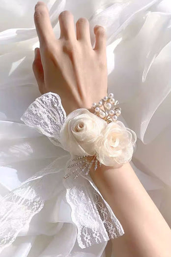 Pretty Champagne Pearl Prom Wrist Corsage for Wedding