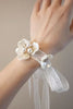 Load image into Gallery viewer, White Ceramic Petal Porm Wrist Corsage with Pearls