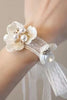 Load image into Gallery viewer, White Ceramic Petal Porm Wrist Corsage with Pearls