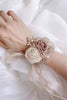 Load image into Gallery viewer, Champage Two Flower Prom wrist Corsage with Pearls