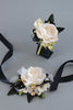 Load image into Gallery viewer, Elegant Black and White Prom Wrist Corsage &amp; Men&#39;s Boutonniere Set