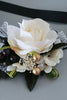 Load image into Gallery viewer, Elegant Black and White Prom Wrist Corsage &amp; Men&#39;s Boutonniere Set