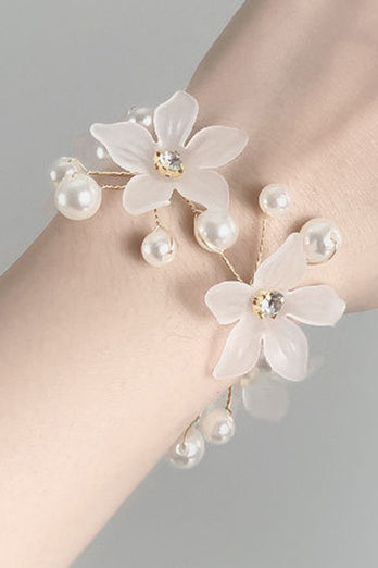 Fairy White Prom Wrist Corsage with Pearls