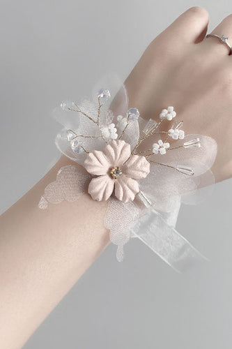 Blush Prom Wrist Corsage For Wedding Party