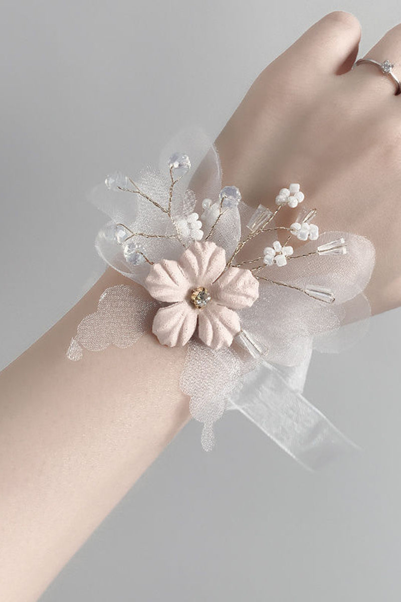 Load image into Gallery viewer, Blush Prom Wrist Corsage For Wedding Party