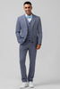 Load image into Gallery viewer, Grey Blue Notched Lapel Single Breasted Jacquard 3 Piece Prom Suits