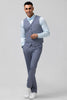 Load image into Gallery viewer, Grey Blue Notched Lapel Single Breasted Jacquard 3 Piece Prom Suits