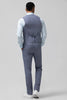 Load image into Gallery viewer, Grey Blue Notched Lapel Single Breasted Jacquard 3 Piece Prom Suits