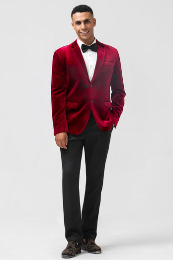 Notched Lapel Burgundy Single Breasted Prom Blazer