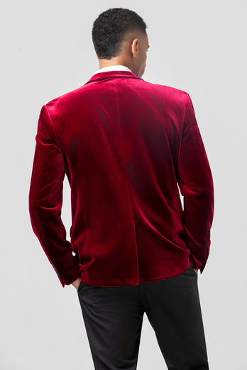 Notched Lapel Burgundy Single Breasted Prom Blazer