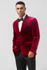 Load image into Gallery viewer, Notched Lapel Burgundy Single Breasted Prom Blazer