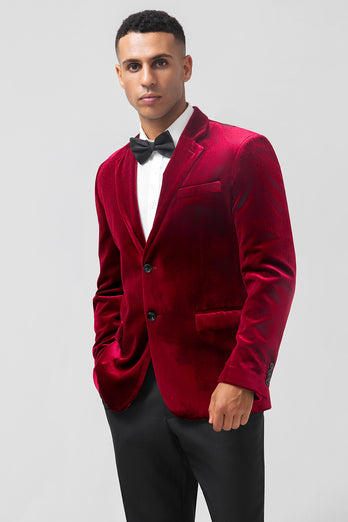 Notched Lapel Burgundy Single Breasted Prom Blazer