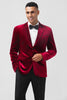 Load image into Gallery viewer, Notched Lapel Burgundy Single Breasted Prom Blazer