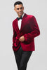 Load image into Gallery viewer, Notched Lapel Burgundy Single Breasted Prom Blazer