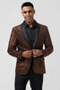 Load image into Gallery viewer, Brown Shawl Lapel One Button Prom Blazer