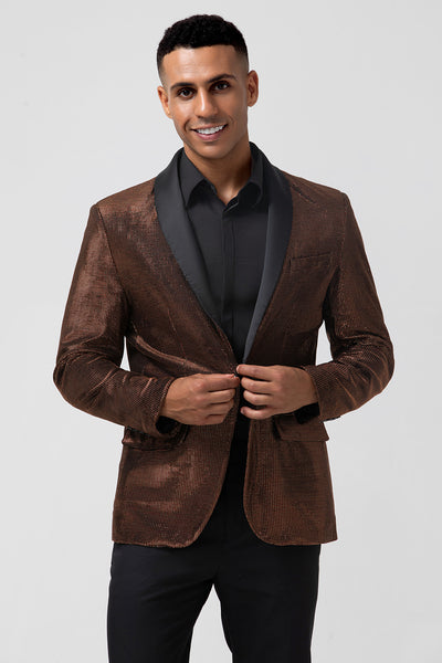 Brown Shawl Lapel One Button Prom Blazer