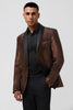 Load image into Gallery viewer, Brown Shawl Lapel One Button Prom Blazer