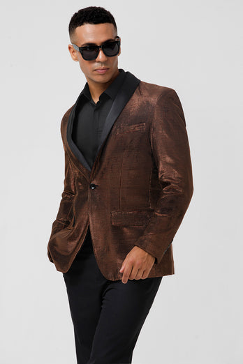 Brown Shawl Lapel One Button Prom Blazer