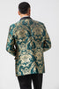 Load image into Gallery viewer, Dark Green One Button Jacquard Prom Blazer with Shawl Lapel