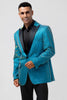 Load image into Gallery viewer, Peacock Blue Peak Lapel One Button 2 Piece Prom Suits