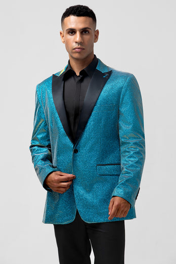 Peacock Blue Peak Lapel One Button 2 Piece Prom Suits