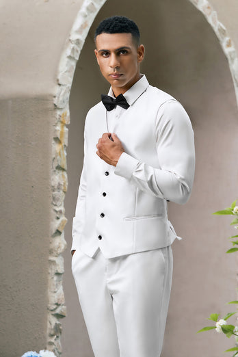 Shawl Lapel White One Button 3 Piece Prom Suits