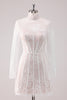 Load image into Gallery viewer, A-Line White Laced Corset Short Homecoming Dress with Long Sleeves