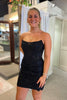 Load image into Gallery viewer, Sparkly Black Bateau Neck Tight Homecoming Dresses with Lace