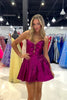 Load image into Gallery viewer, A-Line Fuchsia Strapless Tight Homecoming Dress with Bow