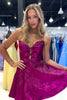 Load image into Gallery viewer, A-Line Fuchsia Strapless Tight Homecoming Dress with Bow