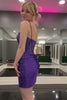 Load image into Gallery viewer, Dark Purple Spaghetti Straps Tight Homecoming Dress with Beading