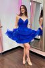 Load image into Gallery viewer, A-Line Fuchsia Spaghetti Straps Tulle Homecoming Dresses with Ruffles