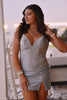 Load image into Gallery viewer, Sparkly Grey Spaghetti Straps Tight Short Homecoming Dress with Slit